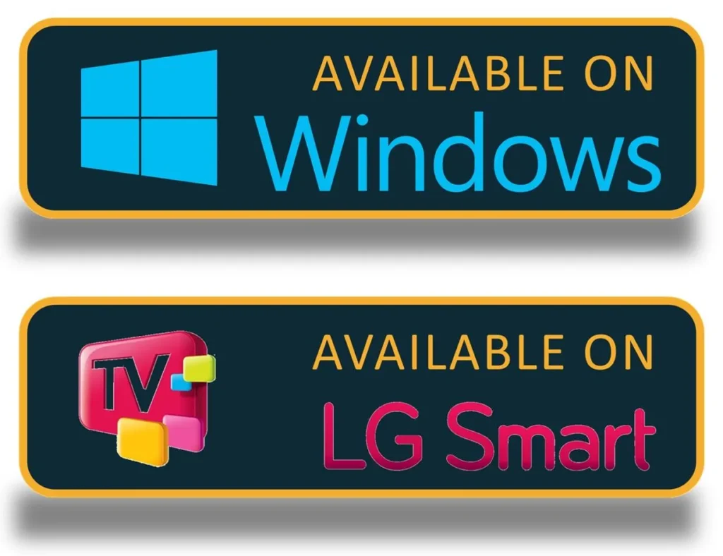 Windows PC and LG Smart TV compatible with YeahipTV service.